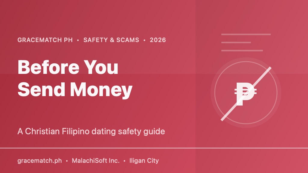 GraceMatch PH title card for Christian Filipino dating money boundaries and scam safety